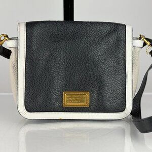 Marc by Marc Jacobs Vintage Black White Pebbled Leather Crossbody Messenger Bag